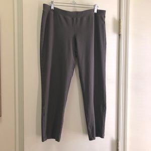Eileen Fisher Brown Crepe Crop Pants Elastic Waist